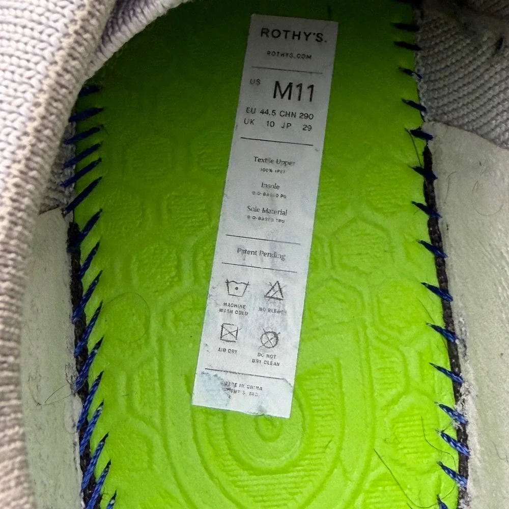 Rothy's Men RS01 Sneaker Knit Lace Up Light Grey Size 11
